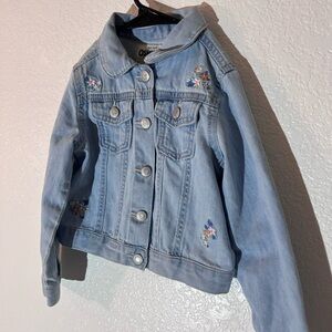 OshKosh B’gosh Girls Denim Jacket Embroidered Flowers Size 4T
